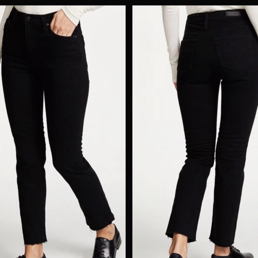 AG Adriano Goldschmied The Isabelle High Rise Straight 28” Black Jeans size 26